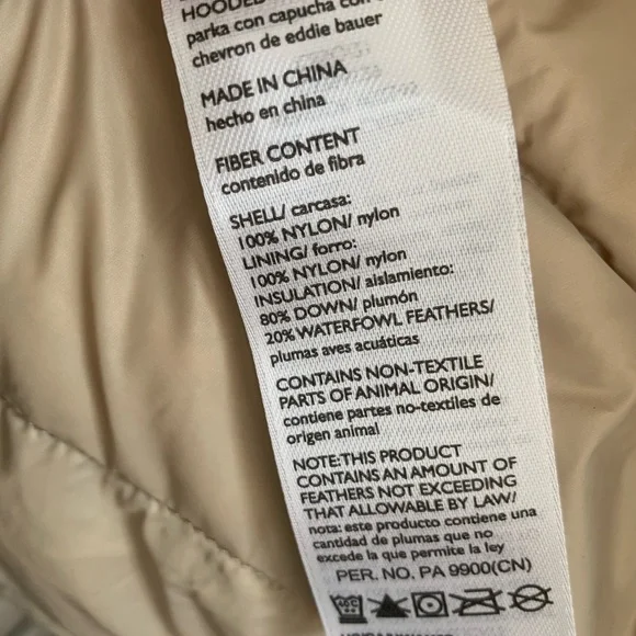 Eddie Bauer Women's Beige Hooded Puffer Coat - Picture 14 of 14